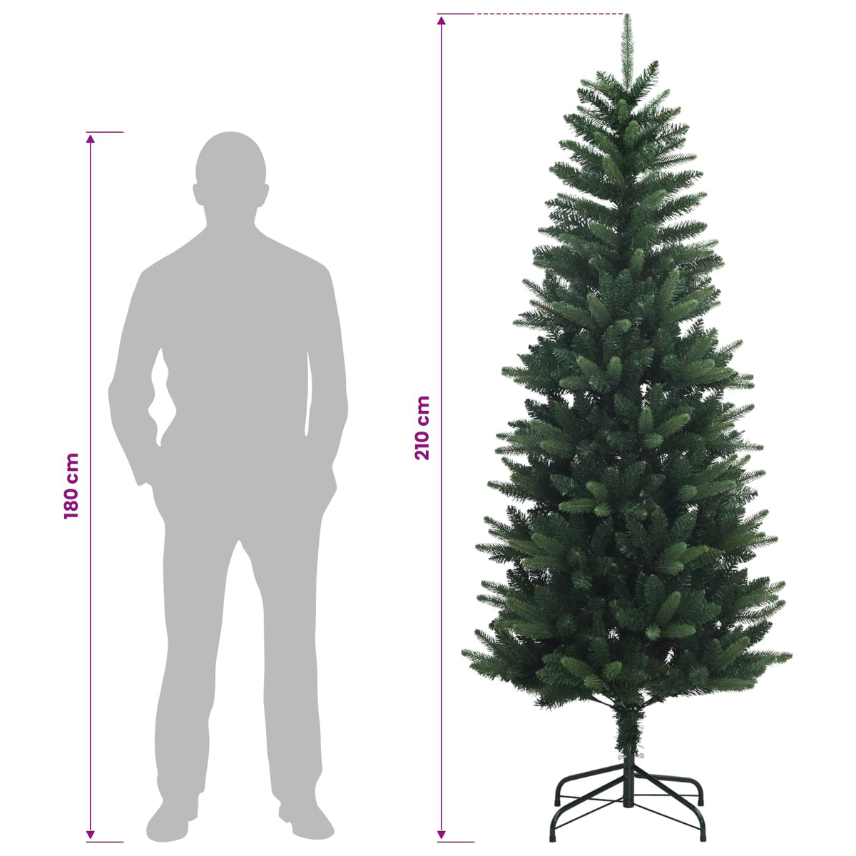 Umjetno božićno drvce s kuglicama 210 cm 300 LED lampica