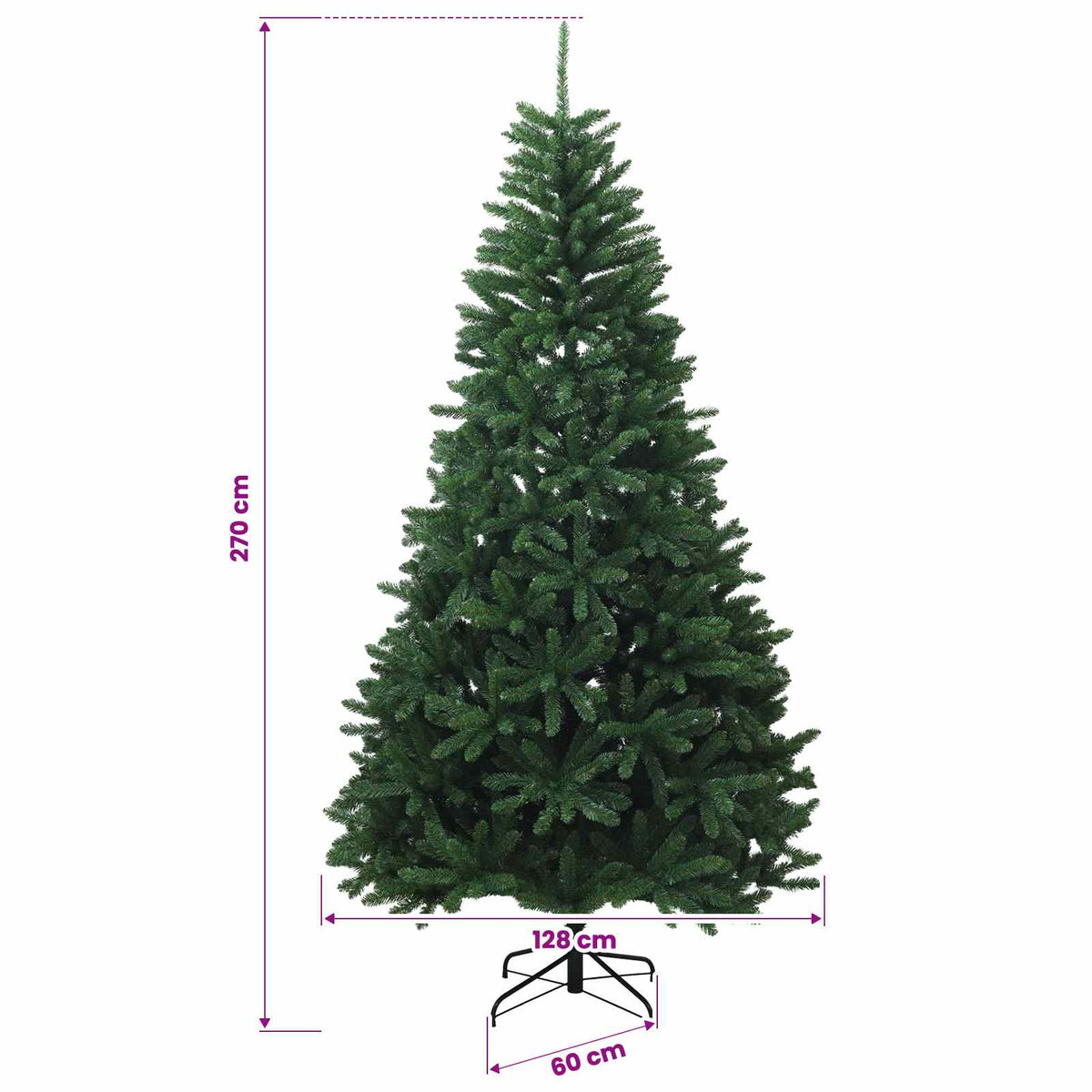 Umjetno božićno drvce s nogom 270 cm 600 LED lampica