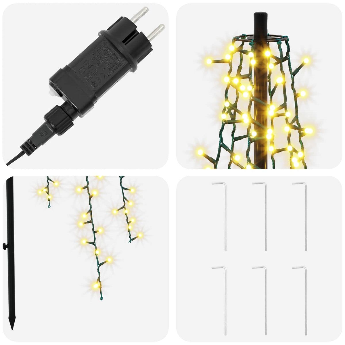 LED božićno drvce 165 cm 540 LED lampica Topla bijela Čelik