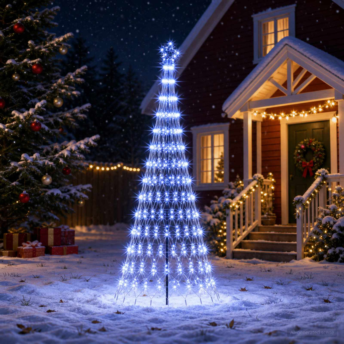 LED božićno drvce 250 cm 290 LED lampica Plava Željezo Crna