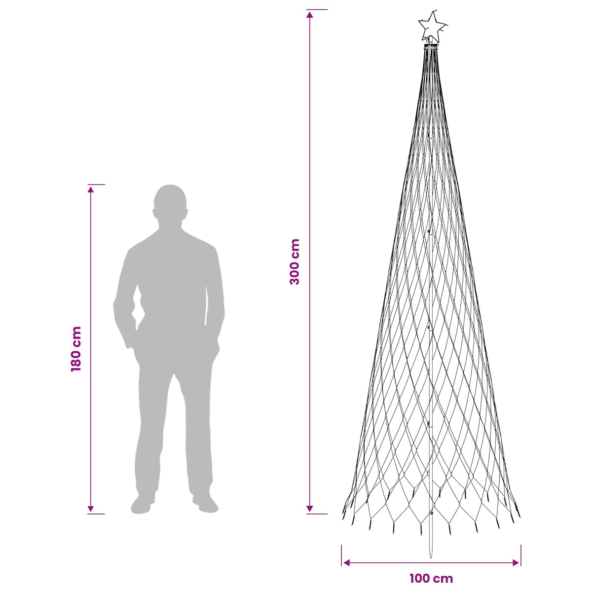 LED božićno drvce 300 cm 350 LED lampica Topla bijela Željezo
