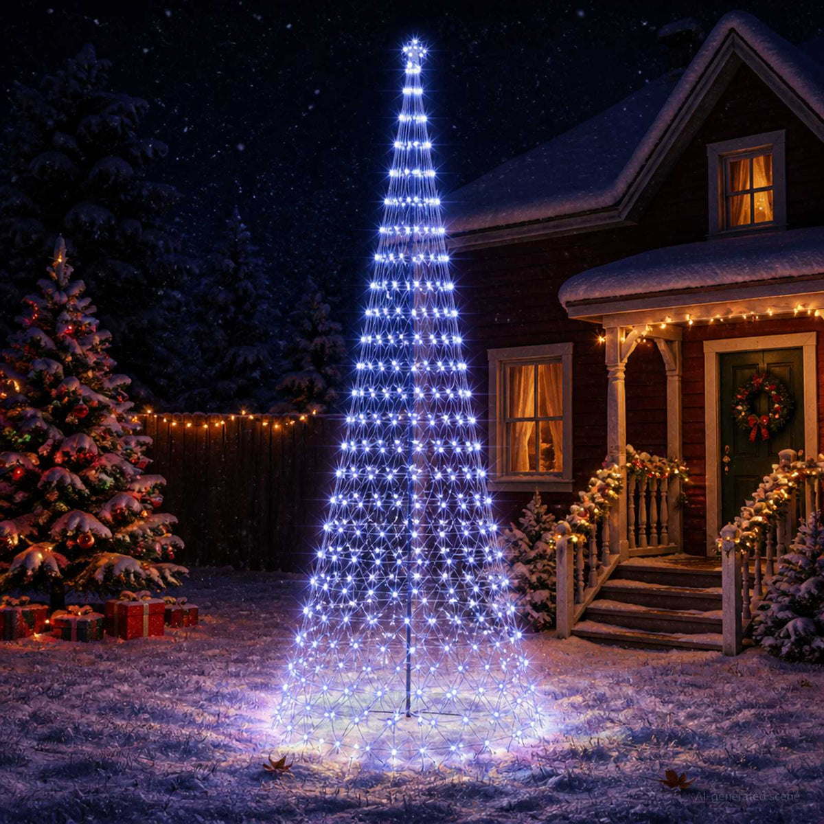 LED božićno drvce 500 cm 550 LED lampica Plava Željezo Crna