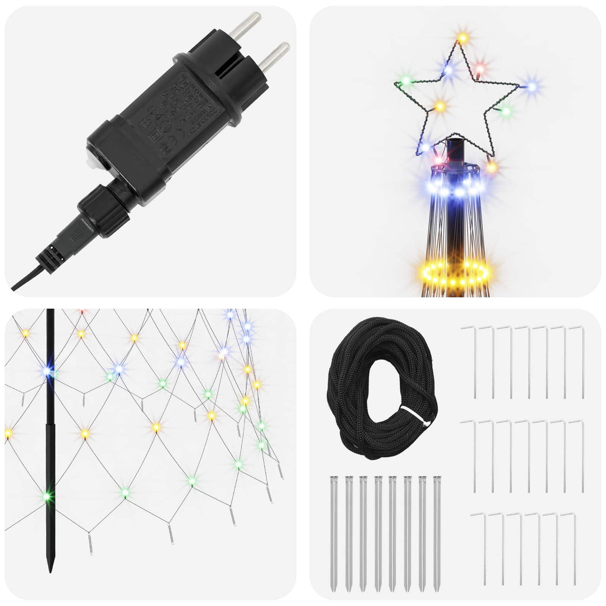 LED božićno drvce 500 cm 550 LED lampica Višebojno Željezo Crna
