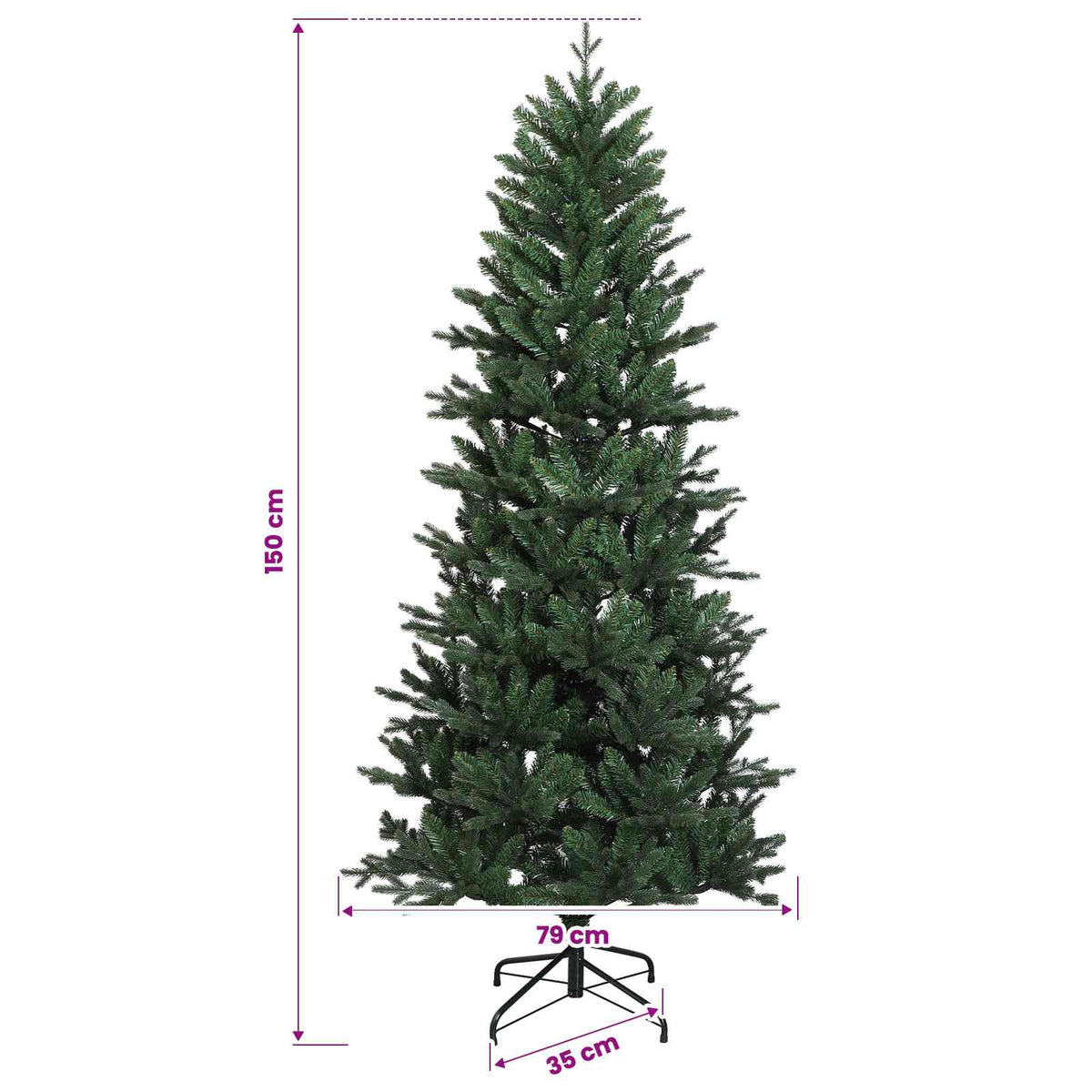 Umjetno božićno drvce s nogom 150 cm PVC i PE Zelena