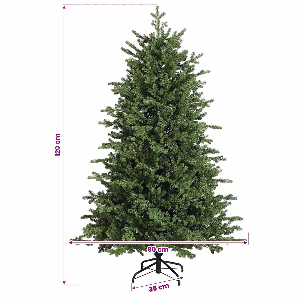 Umjetno božićno drvce s nogom 120 cm PVC i metal Zelena