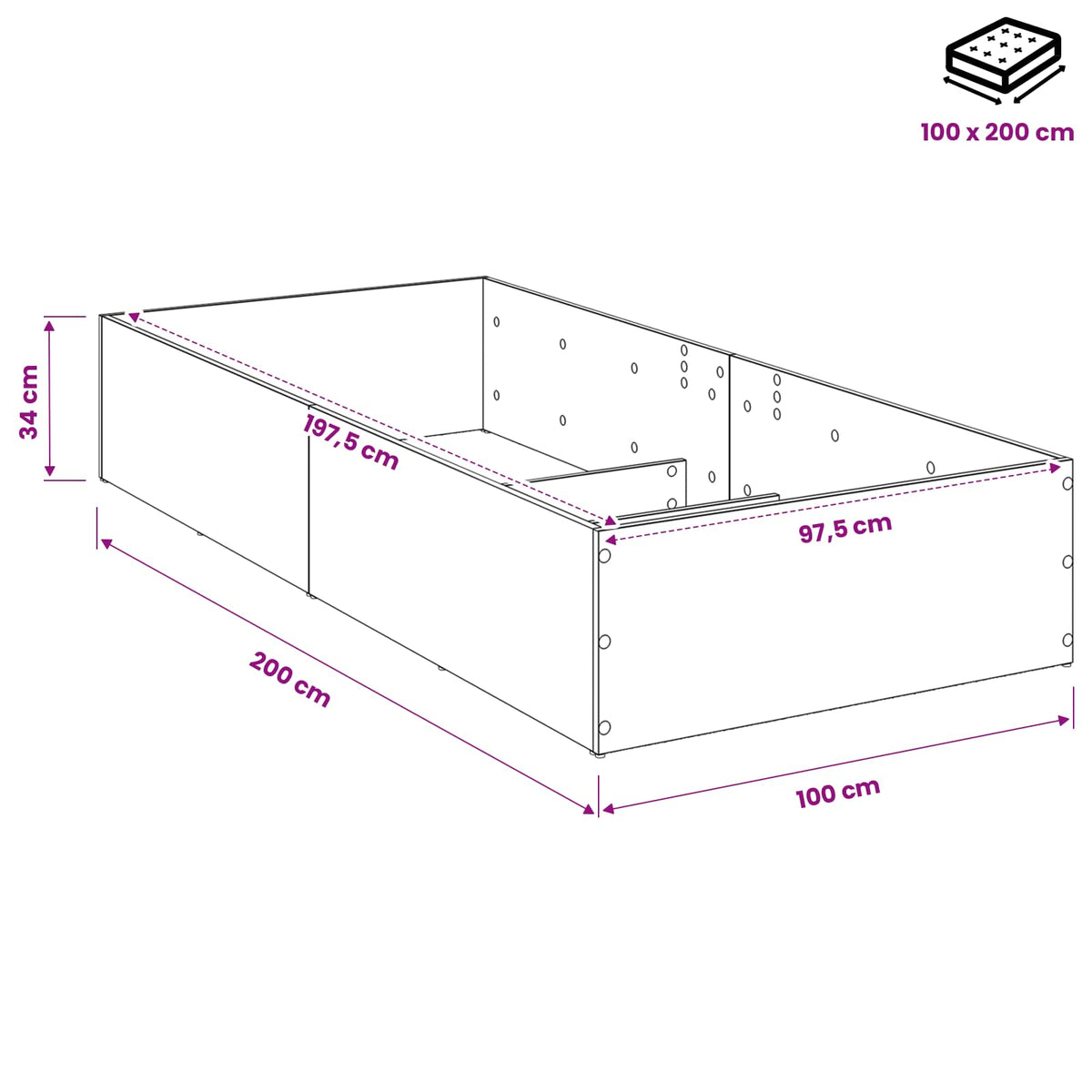 Okvir za podesivu bazu kreveta Siva Sonoma 100 x 200 cm