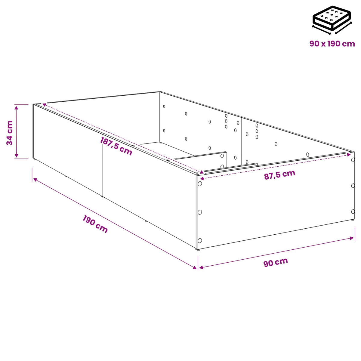 Okvir za podesivu bazu kreveta Bijela 90 x 190 cm