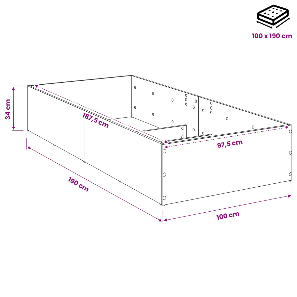 Okvir za podesivu bazu kreveta Hrast sonoma 100 x 190 cm