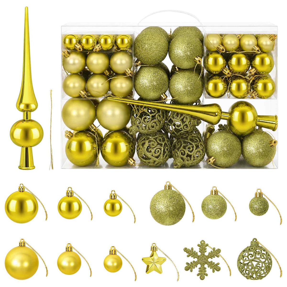 Set božićnih kuglica 111 kom. Svijetlo zelena 6 cm Polistiren