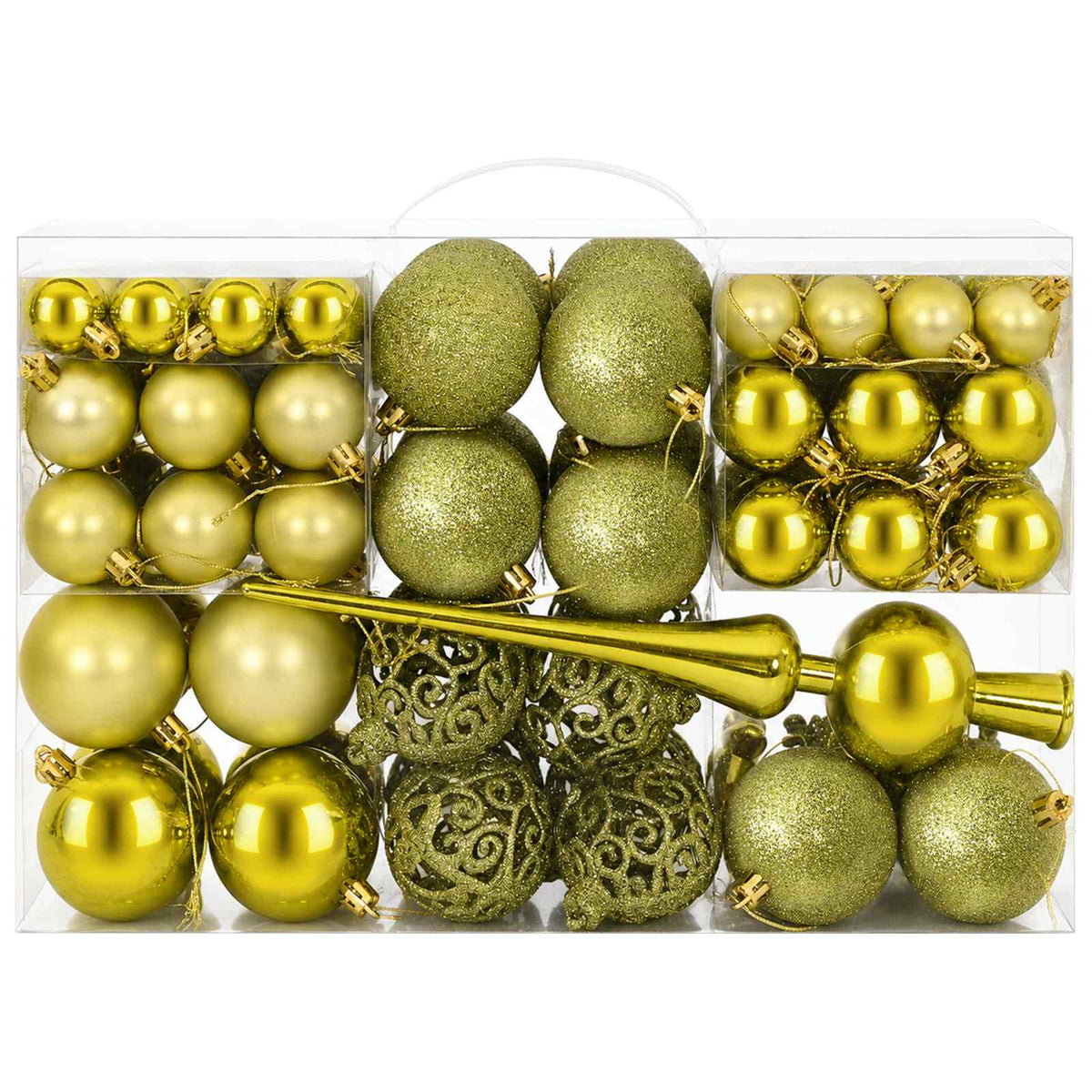 Set božićnih kuglica 111 kom. Svijetlo zelena 6 cm Polistiren