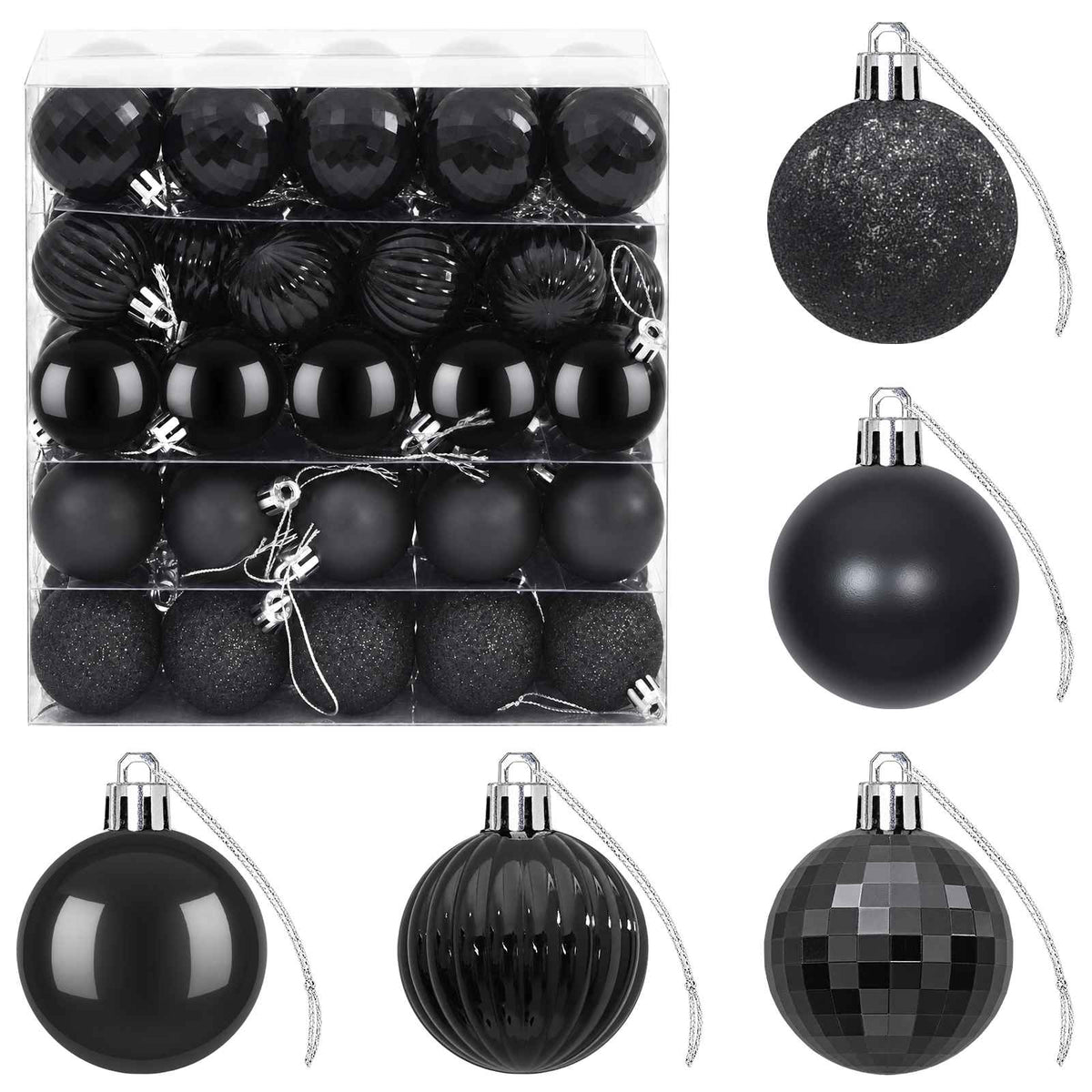 Set božićnih kuglica 100 kom. Crna 4 cm Polistiren