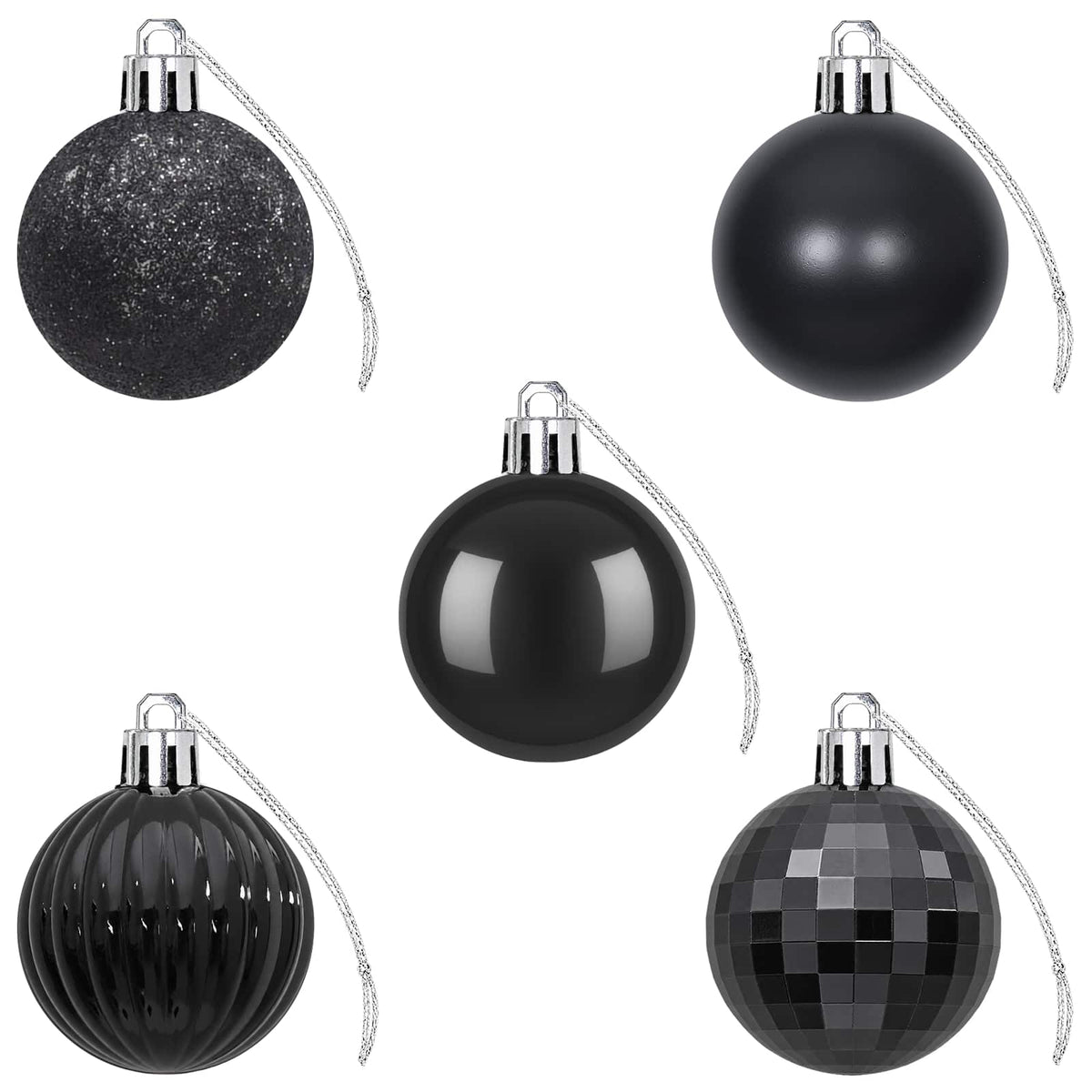 Set božićnih kuglica 100 kom. Crna 4 cm Polistiren
