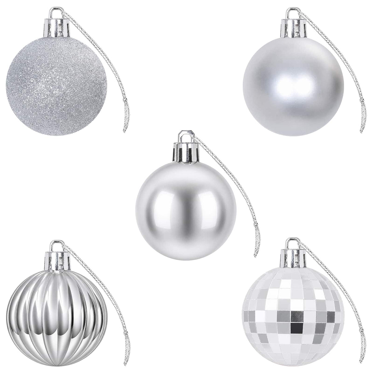 Set božićnih kuglica 100 kom. Srebrna 4 cm Polistiren