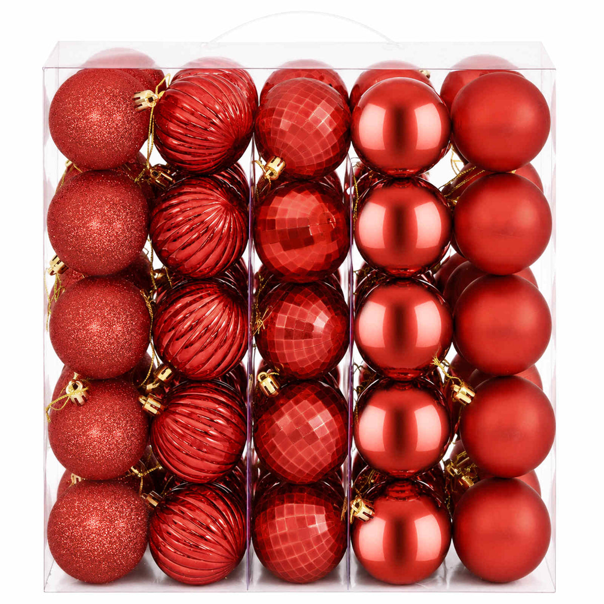 Set božićnih kuglica 75 kom. Crvena 6 cm Polistiren
