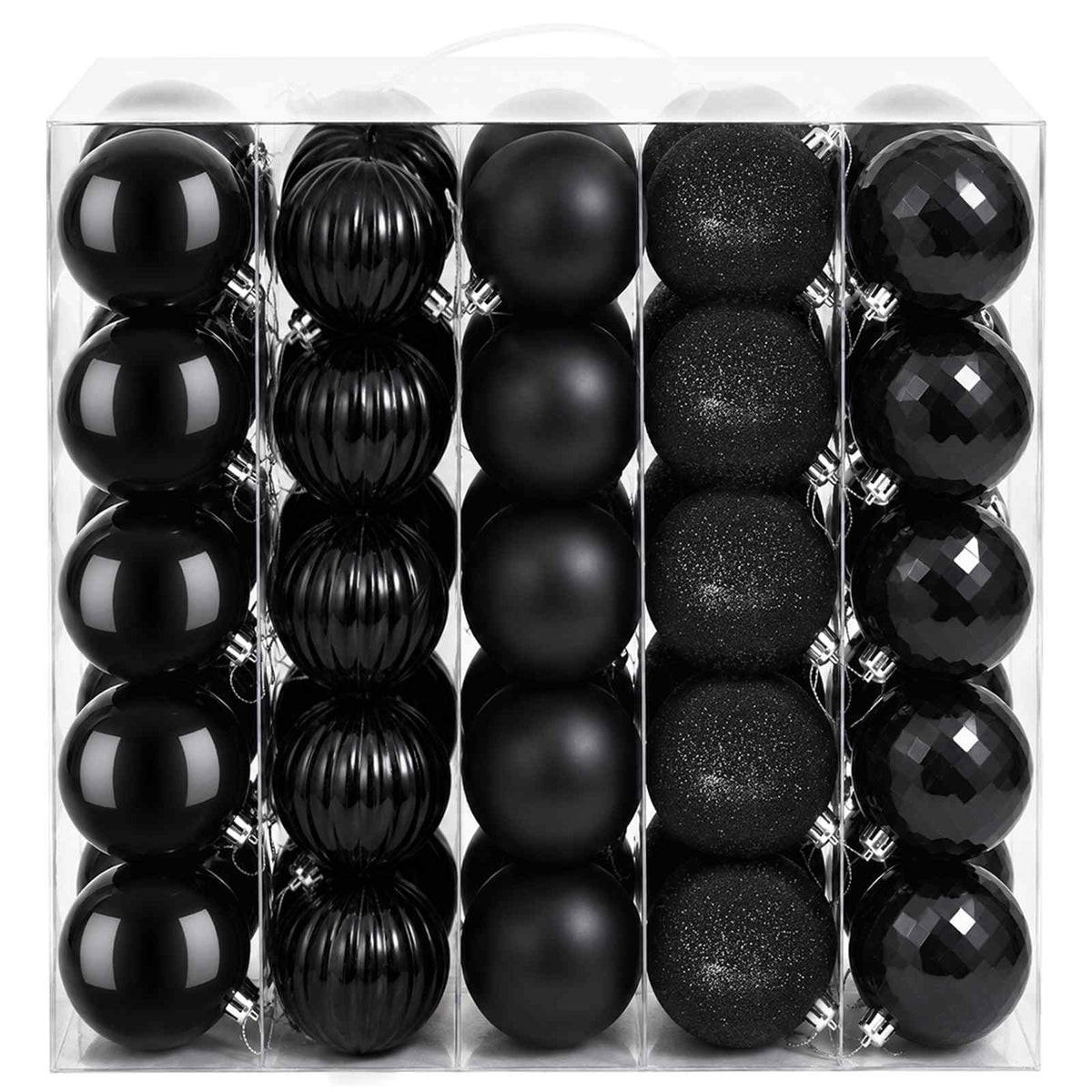 Set božićnih kuglica 75 kom. Crna 6 cm Polistiren