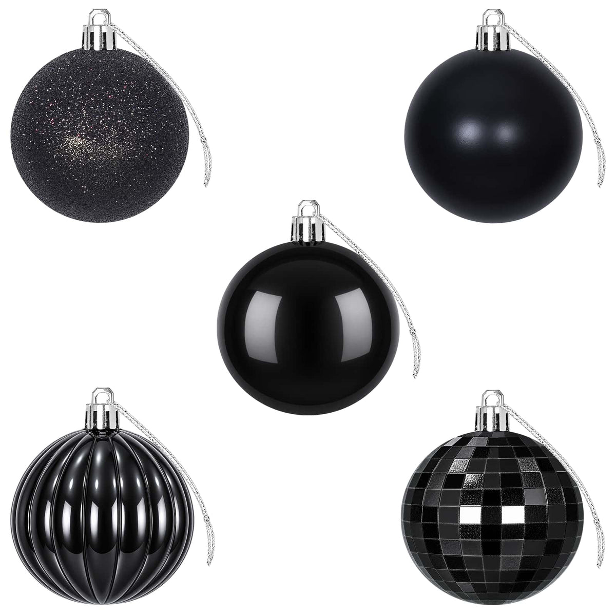 Set božićnih kuglica 75 kom. Crna 6 cm Polistiren