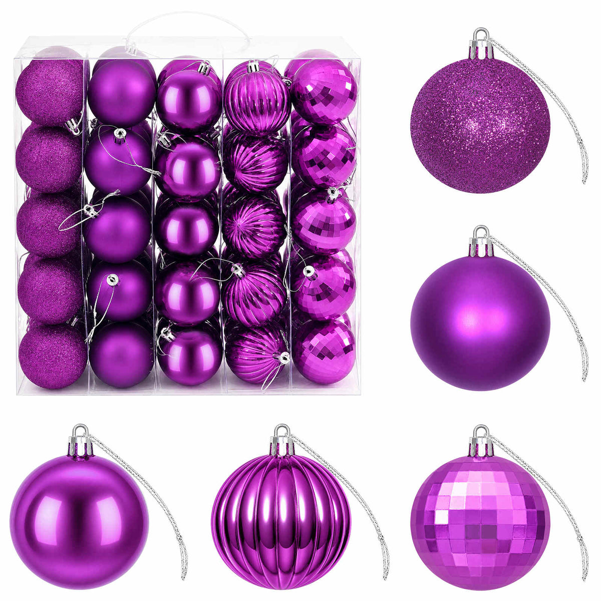 Set božićnih kuglica 75 kom. Lila 6 cm Polistiren