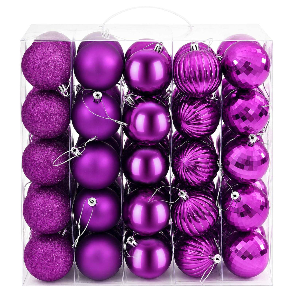 Set božićnih kuglica 75 kom. Lila 6 cm Polistiren