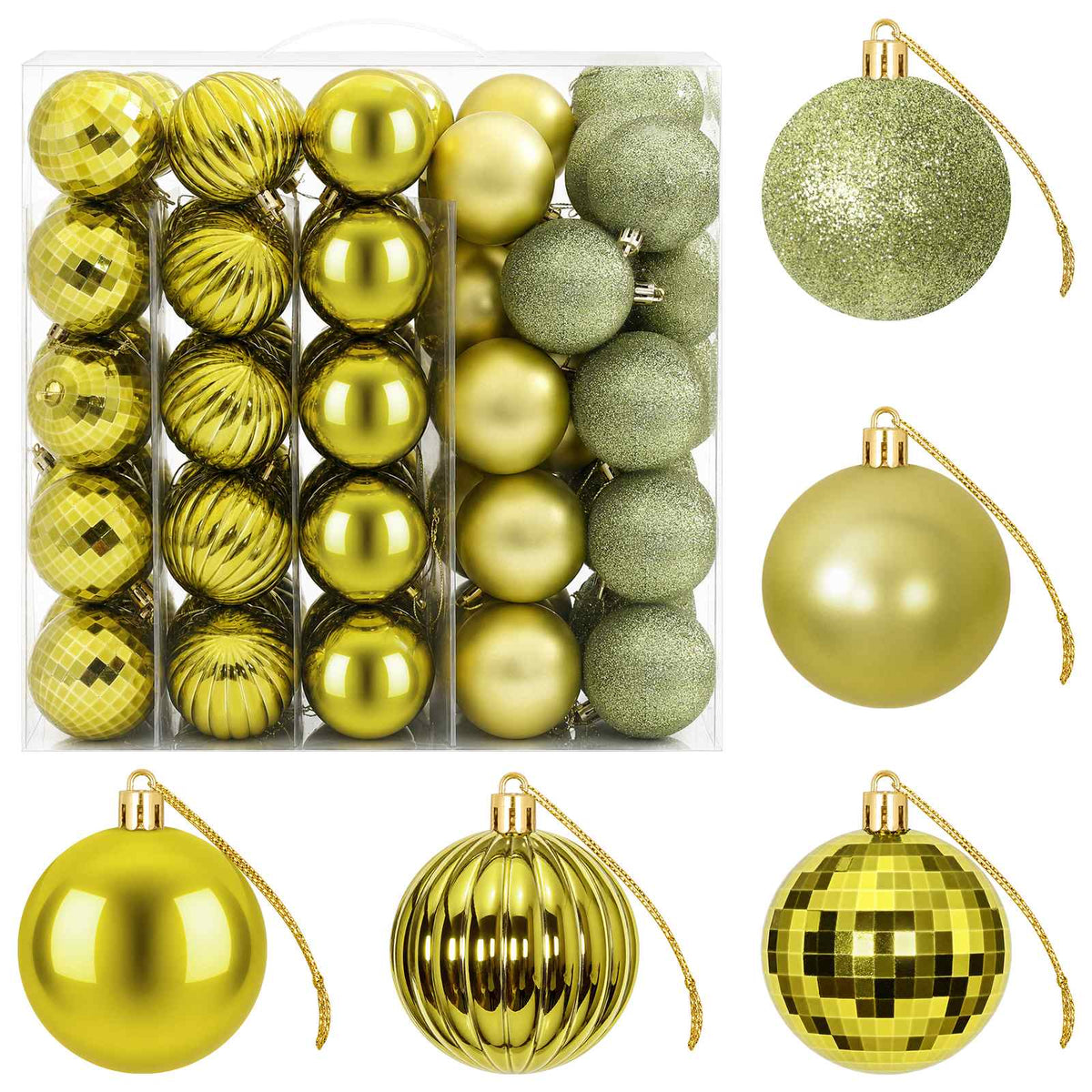 Set božićnih kuglica 75 kom. Svijetlo zelena 6 cm Polistiren