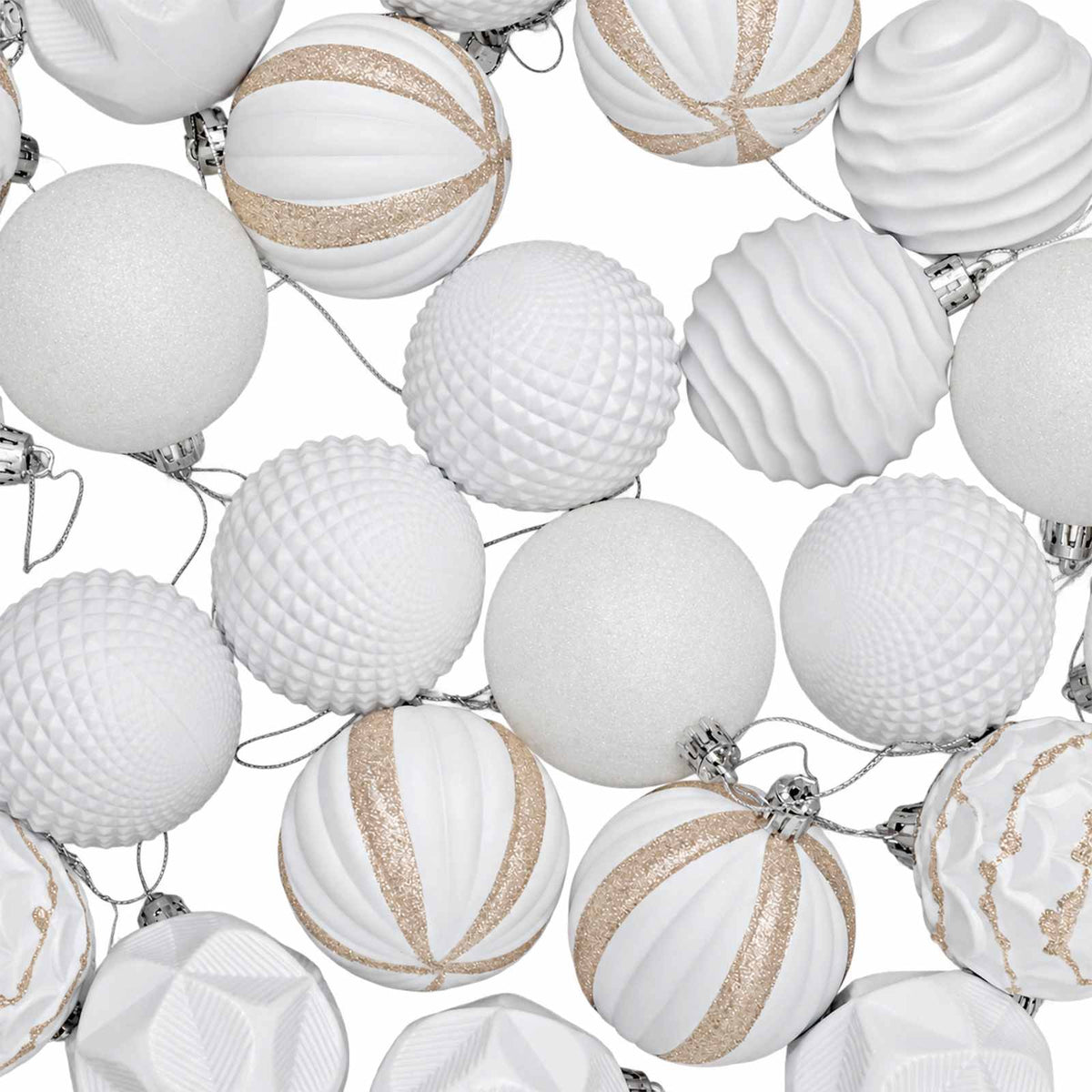 Set božićnih kuglica 36 kom. Bijela 6 cm Polistiren