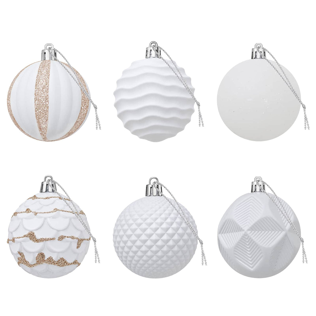 Set božićnih kuglica 36 kom. Bijela 6 cm Polistiren