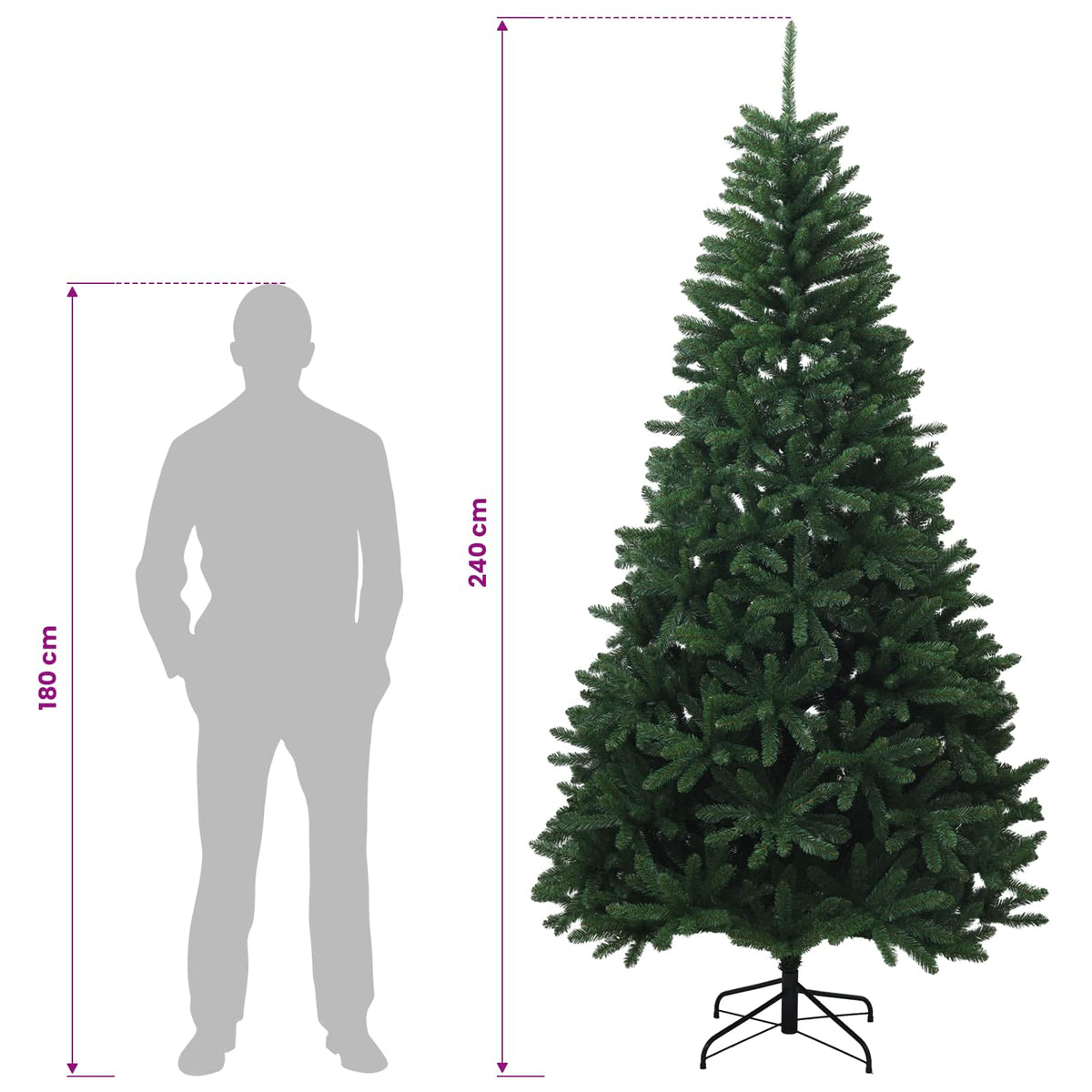 Umjetno božićno drvce s nogom 240 cm PVC Srednja zelena