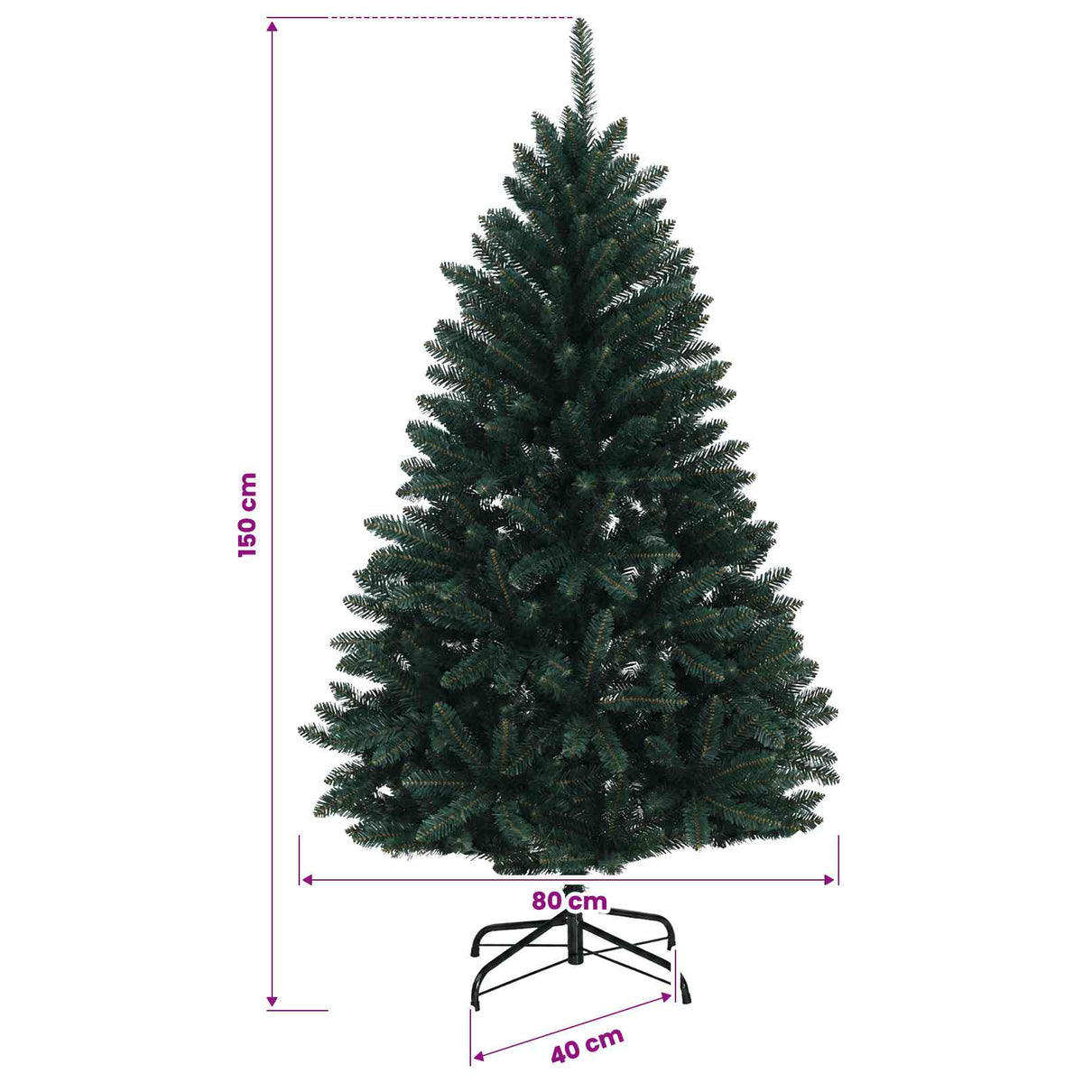 Umjetno božićno drvce s nogom 150 cm PVC Tamnozelena