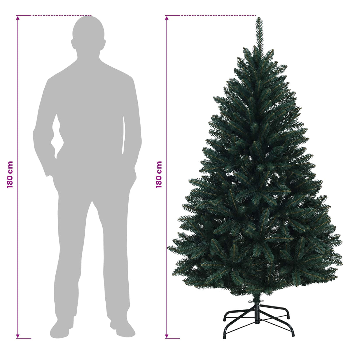 Umjetno božićno drvce s nogom 180 cm PVC Tamnozelena