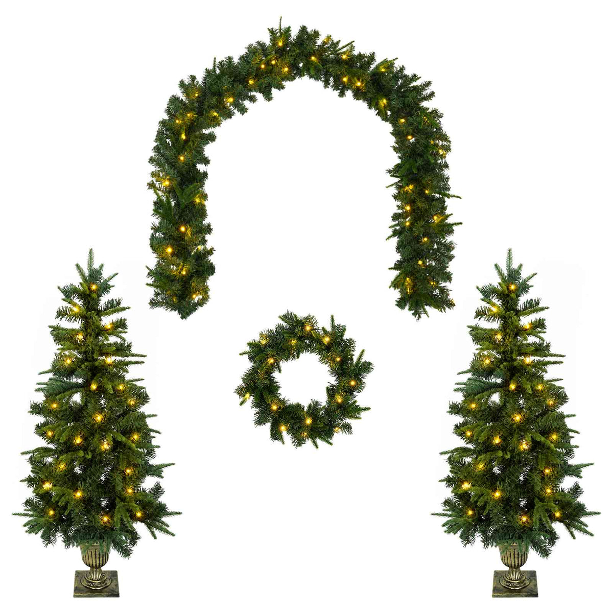 Set mini božićnih drvaca 120 cm 275 LED lampica Topla bijela