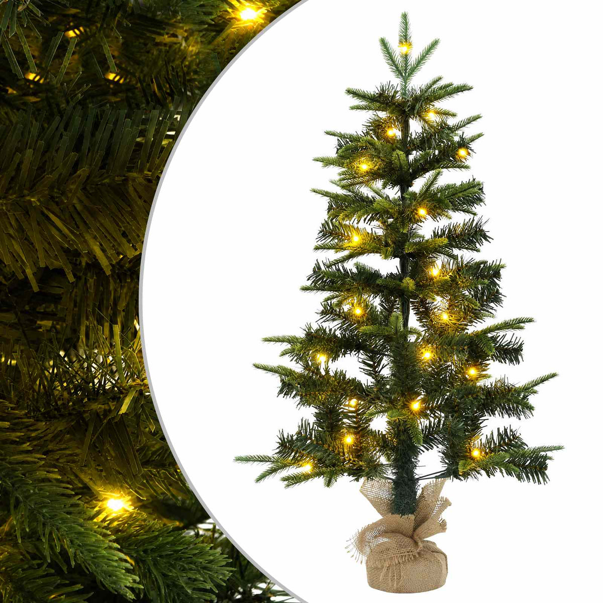 Mini božićno drvce 45 cm 25 LED lampica Topla bijela PVC i PE