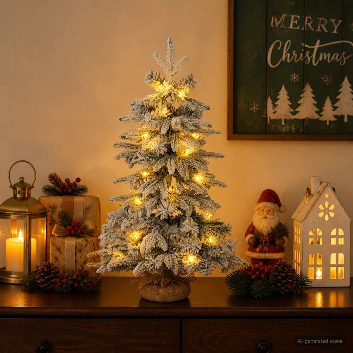 Mini božićno drvce 45 cm 25 LED lampica Topla bijela PVC i PE