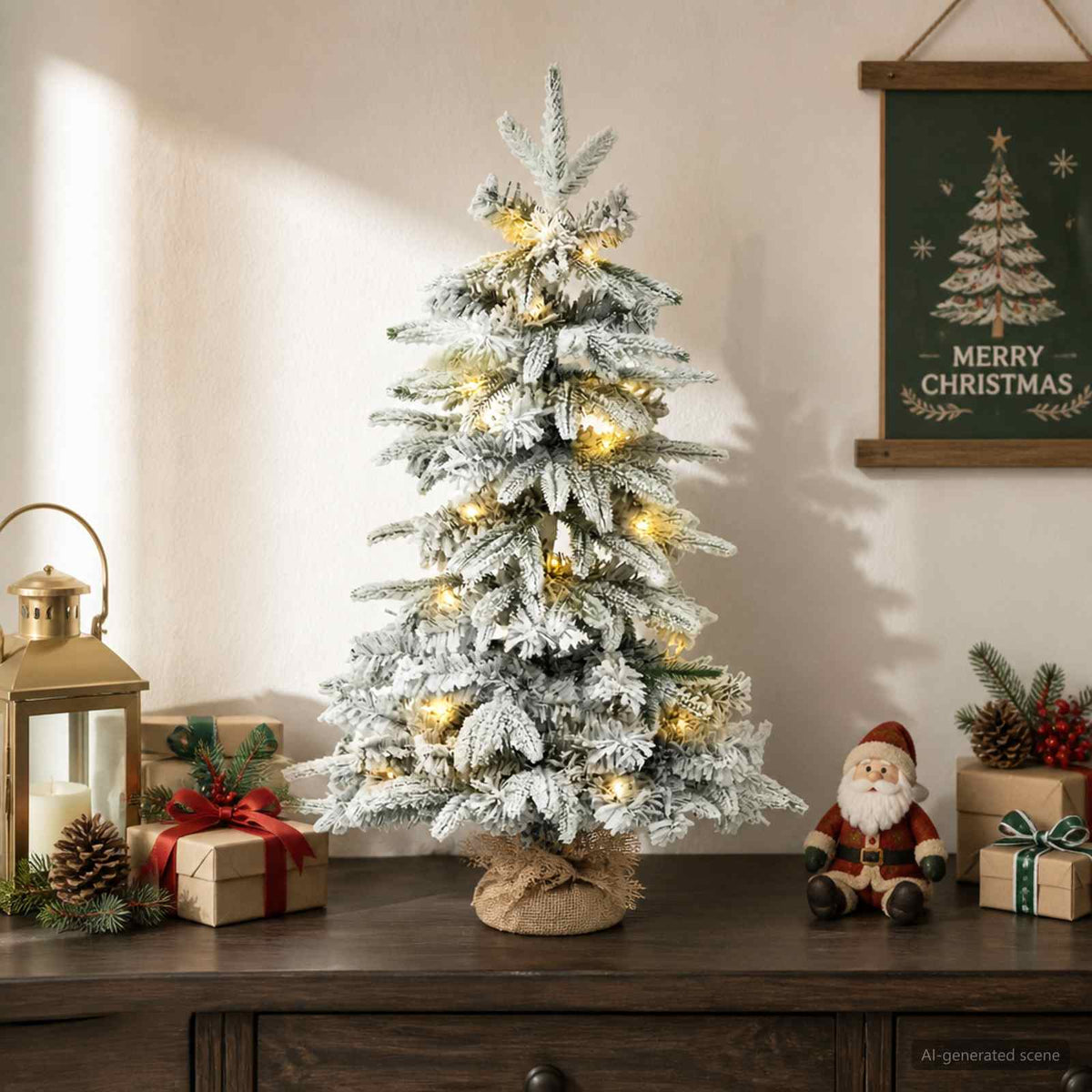 Mini božićno drvce 45 cm 25 LED lampica Topla bijela PVC i PE