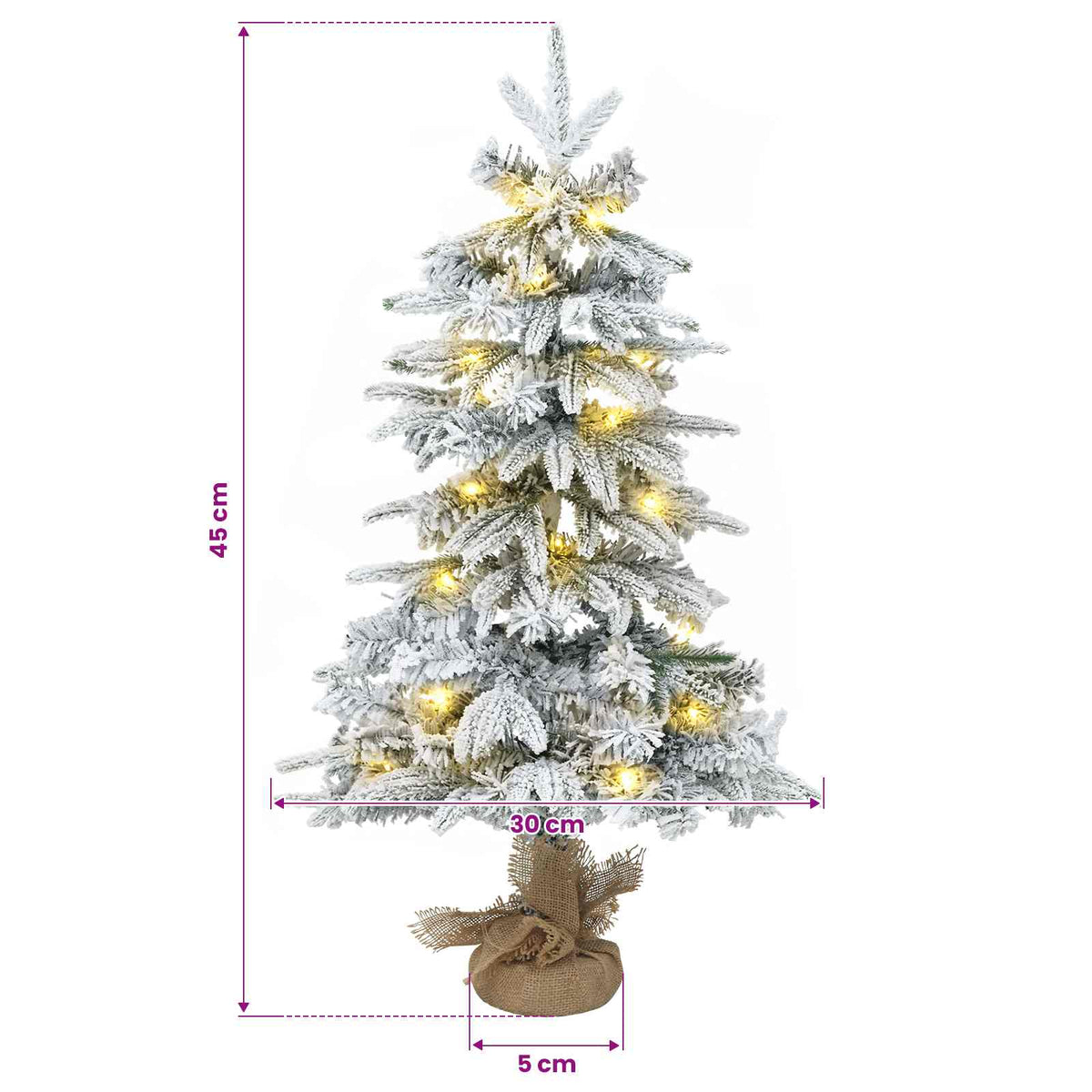 Mini božićno drvce 45 cm 25 LED lampica Topla bijela PVC i PE