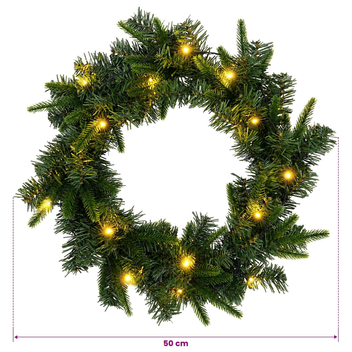 Božićni vijenac Zelena Ø 50 cm PVC i PE 25 LED lampica