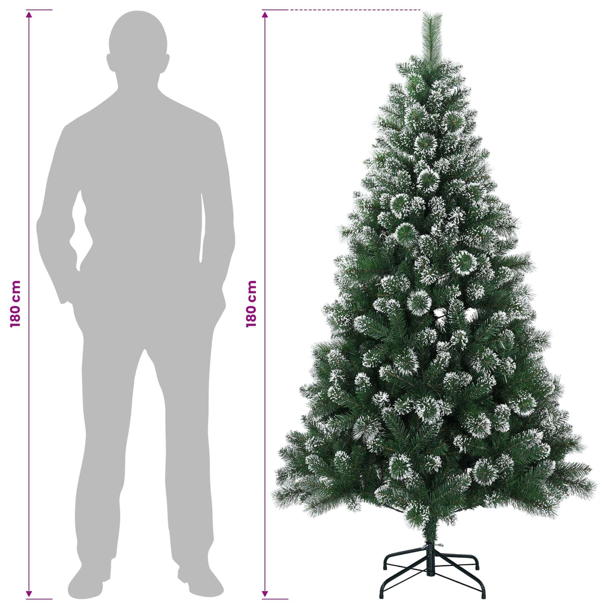 Umjetno božićno drvce 180 cm PVC i metal Zelena