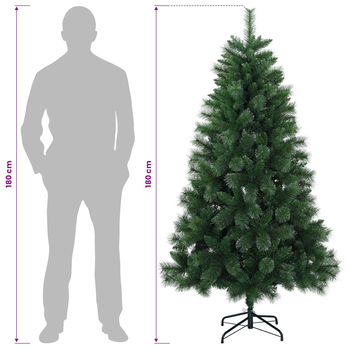 Umjetno božićno drvce 180 cm PVC i metal Zelena