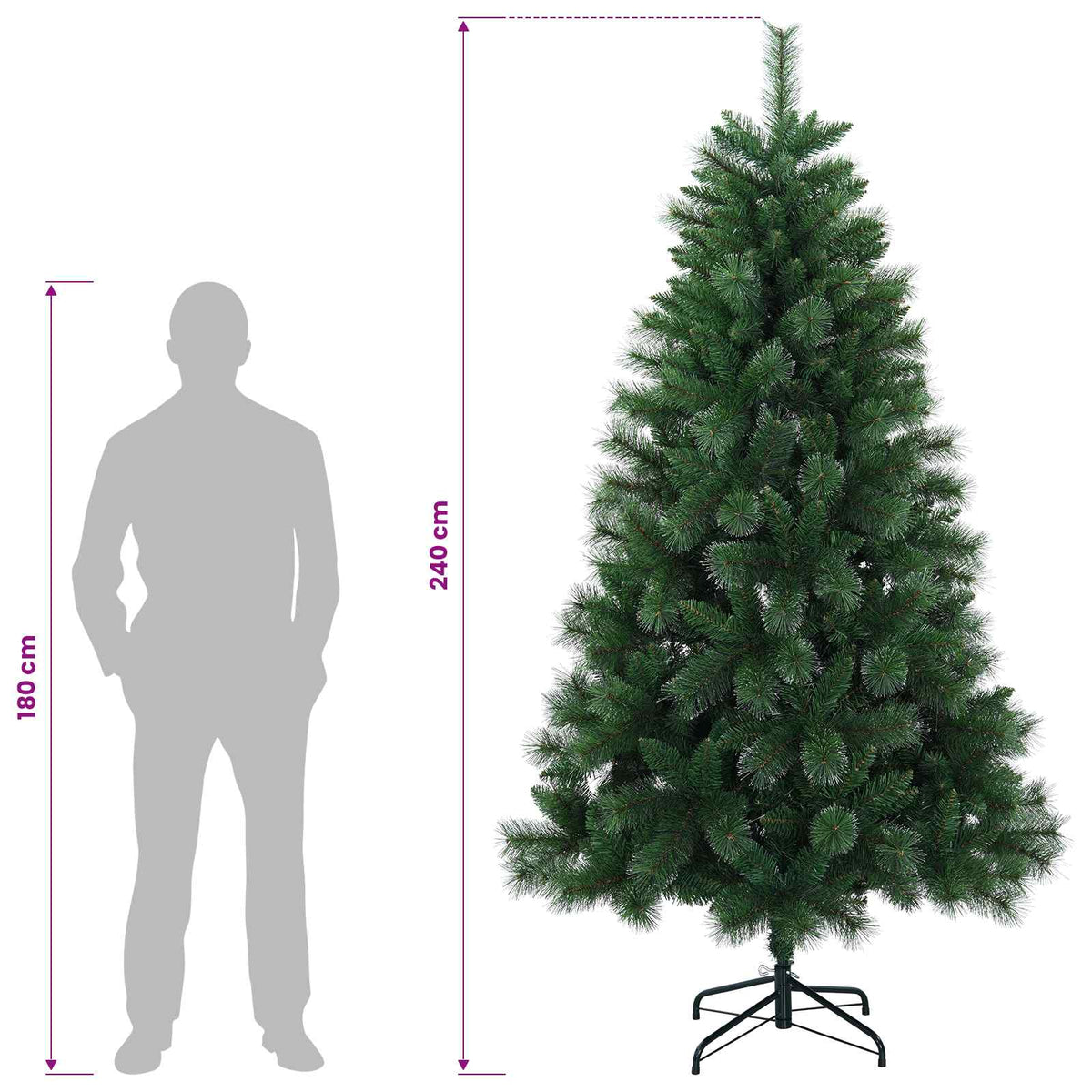 Umjetno božićno drvce 240 cm PVC i metal Zelena