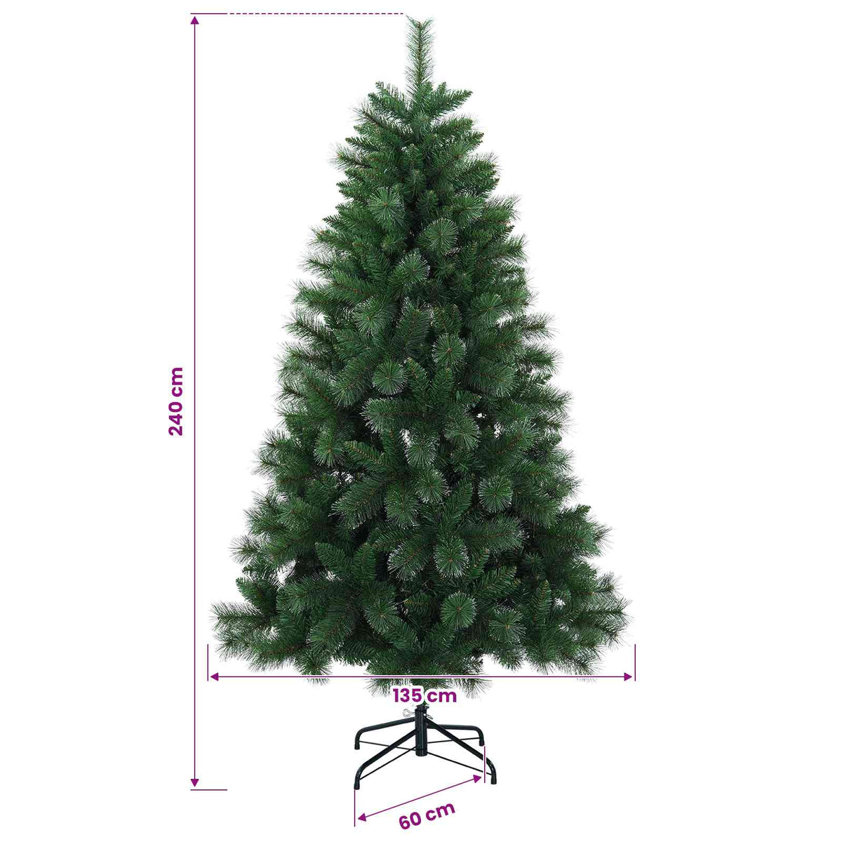 Umjetno božićno drvce 240 cm PVC i metal Zelena