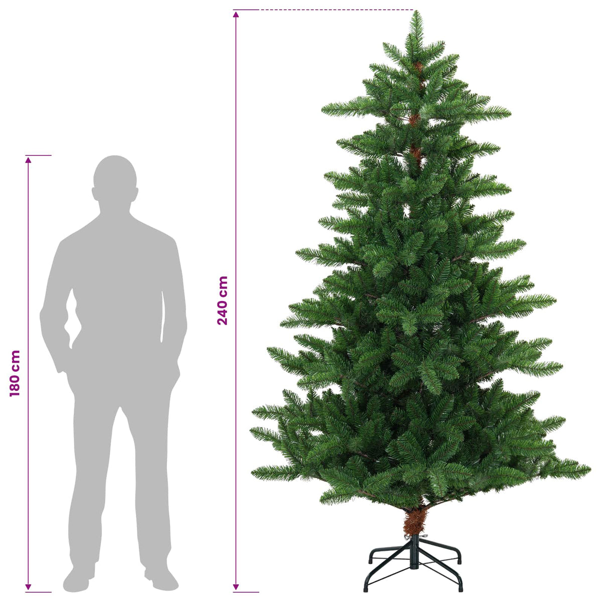 Umjetno božićno drvce 240 cm PVC i metal Zelena