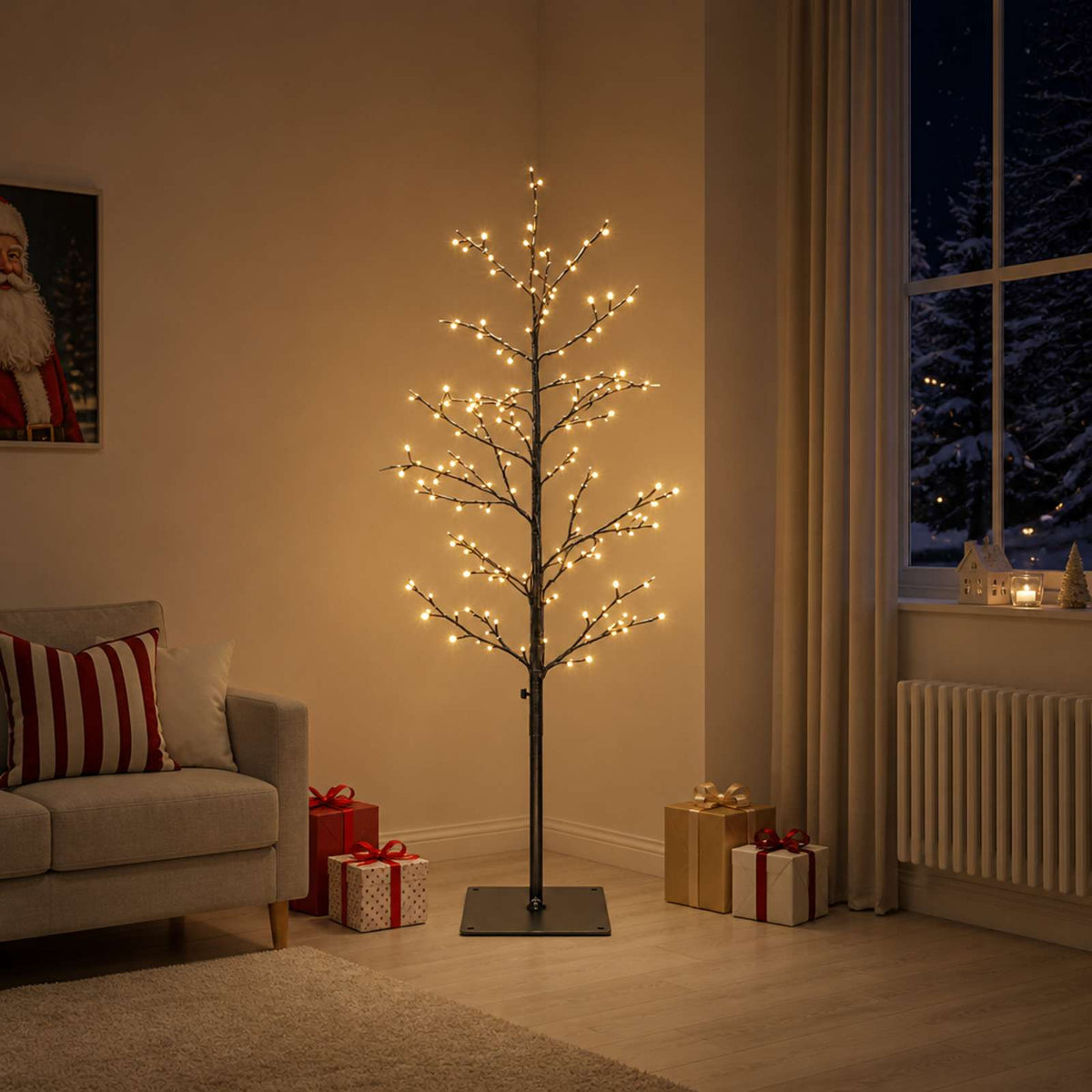Božićno drvce s izgledom breze Bijela 47 x 240 cm Čelik
