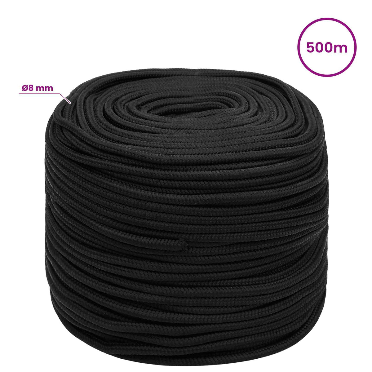 Višenamjensko pomoćno uže 8 mm 500 m Crna PP
