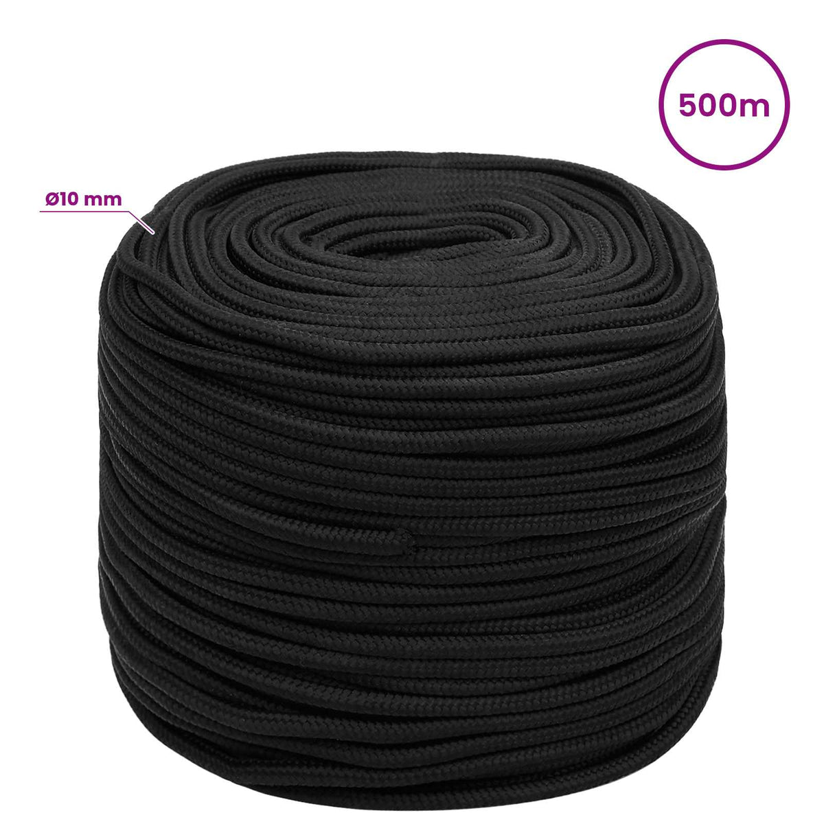 Višenamjensko pomoćno uže 10 mm 500 m Crna PP