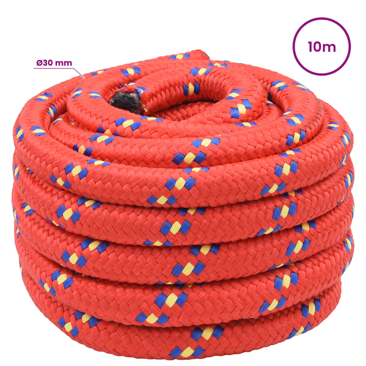 Višenamjensko pomoćno uže 30 mm 10 m Crvena PP