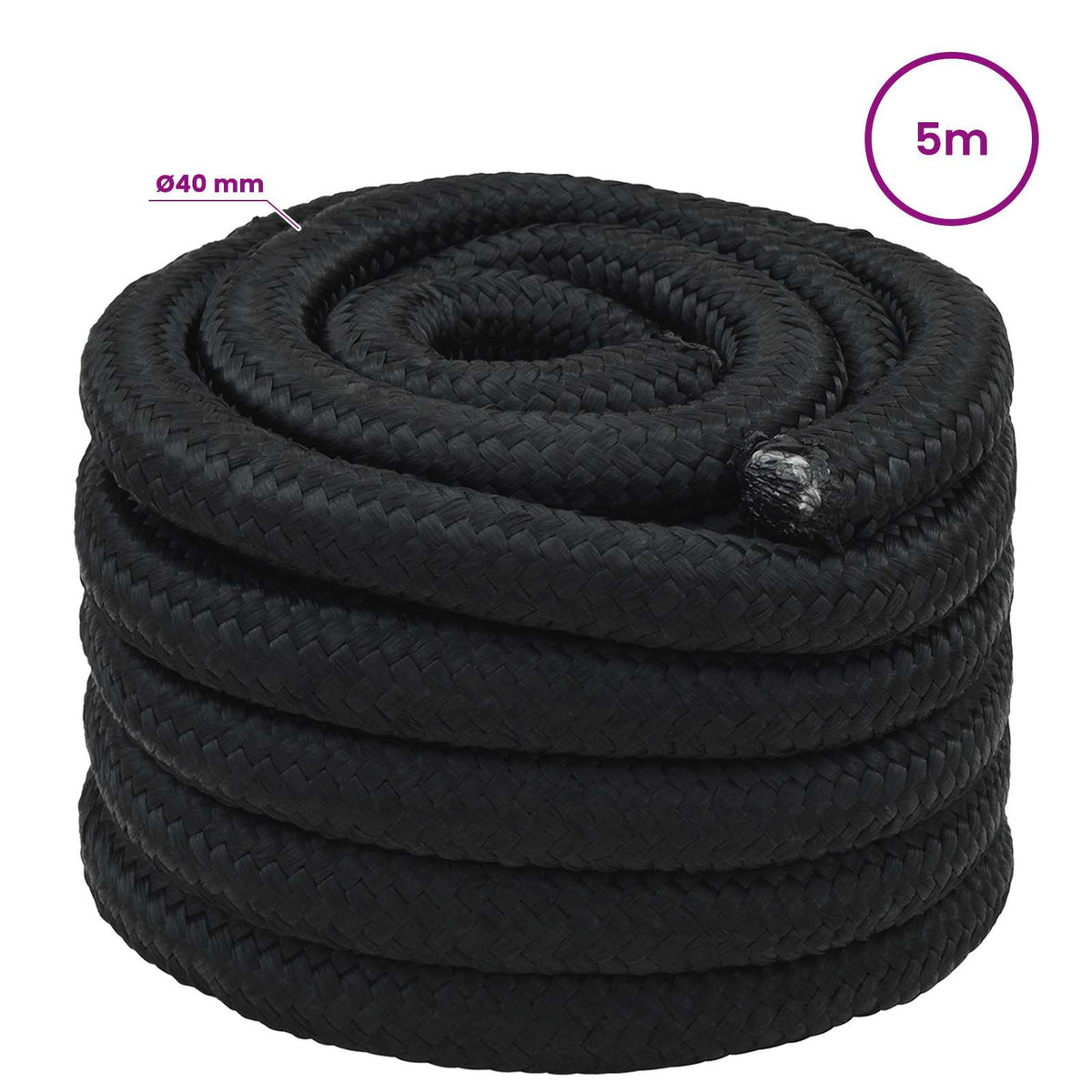 Višenamjensko pomoćno uže 40 mm 5 m Crna PP