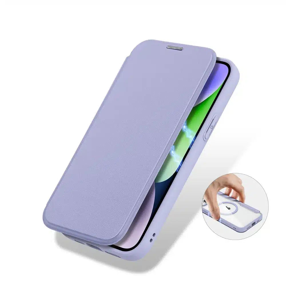 DUX DUCIS Skin X Pro – MagSafe kompatibilna preklopna torbica za Apple iPhone 15 Plus ljubičasta