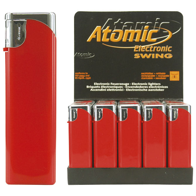 Elektronski vžigalnik sijajni atomic swing trober 3622400 rdeče/srebrni