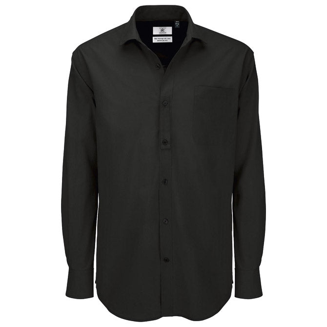 KOŠULJA MUŠKA DUGI RUKAVI B&C HERITAGE 125G CRNA 2XL