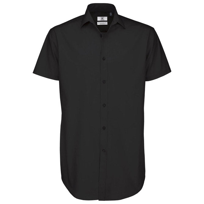 MOŠKA SRAJCA S KRATKIMI ROKAVI B&C BLACK TIE 135G ČRNA 2XL-EOL!!