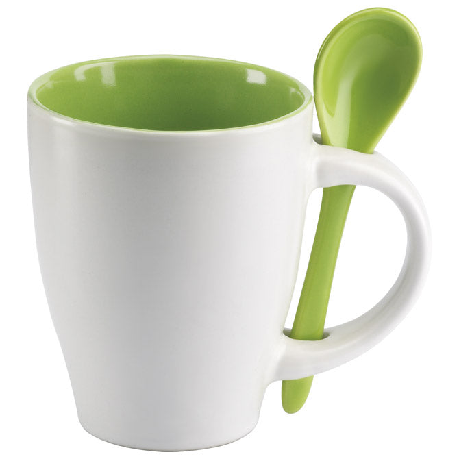 ŠALICA 250ML SA ŽLIČICOM MIDOCEANBRANDS MO734409 BIJELA/ZELENA