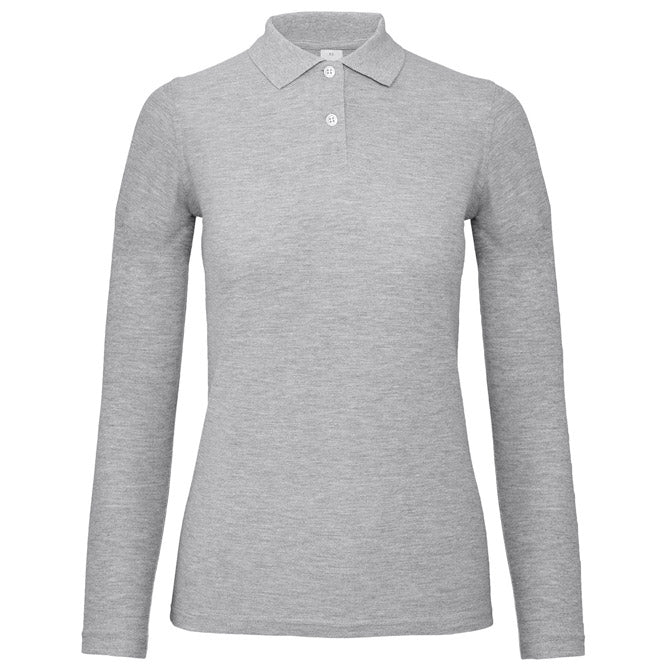MAJICA DOLGI ROKAVI POLO B&C ID.001 LSL/ŽENSKA 180G SVETLO SIVA M